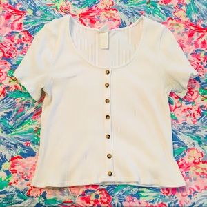 H&M Button Up Crop Top